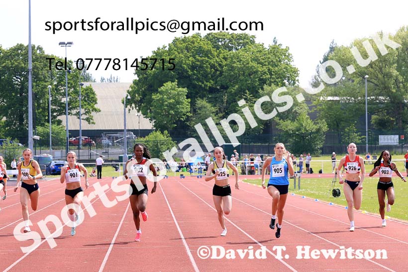 Womens Seniors 100 metres, 2024 North Eastern Track and Field Champs., Middlesbrough.  Photo: David T. Hewitson/Sports for All Pics